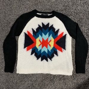 Forever 21 knit sweater geometric pattern oversized crew neck sweater